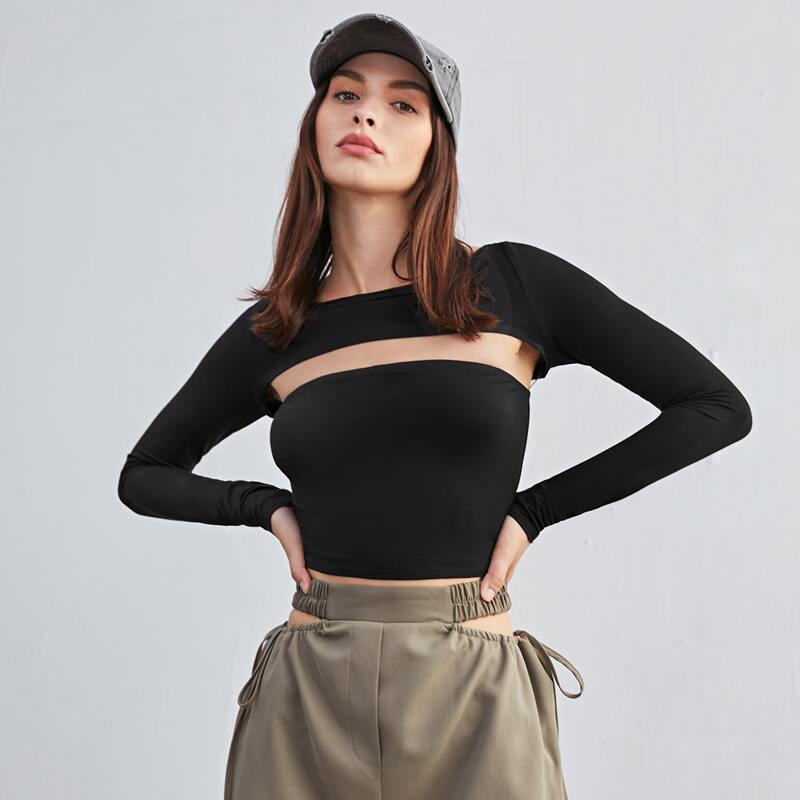 

Solid Cut Out Tee, Black