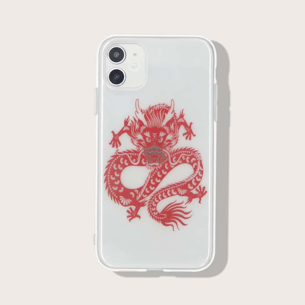 

Chinese Dragon Clear iPhone Case, Red