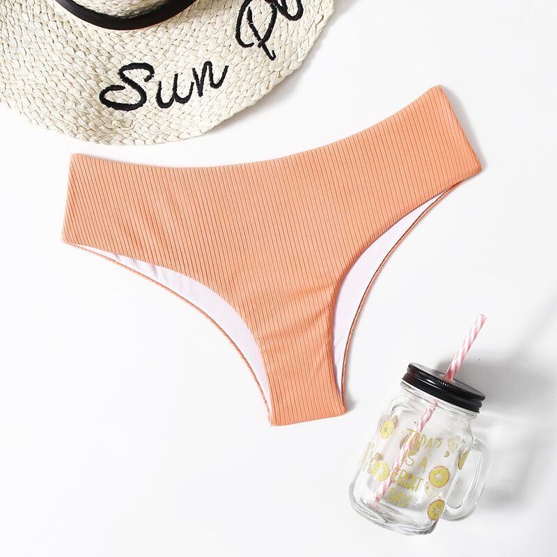

Ribbed Bikini Bottom, Coral orange