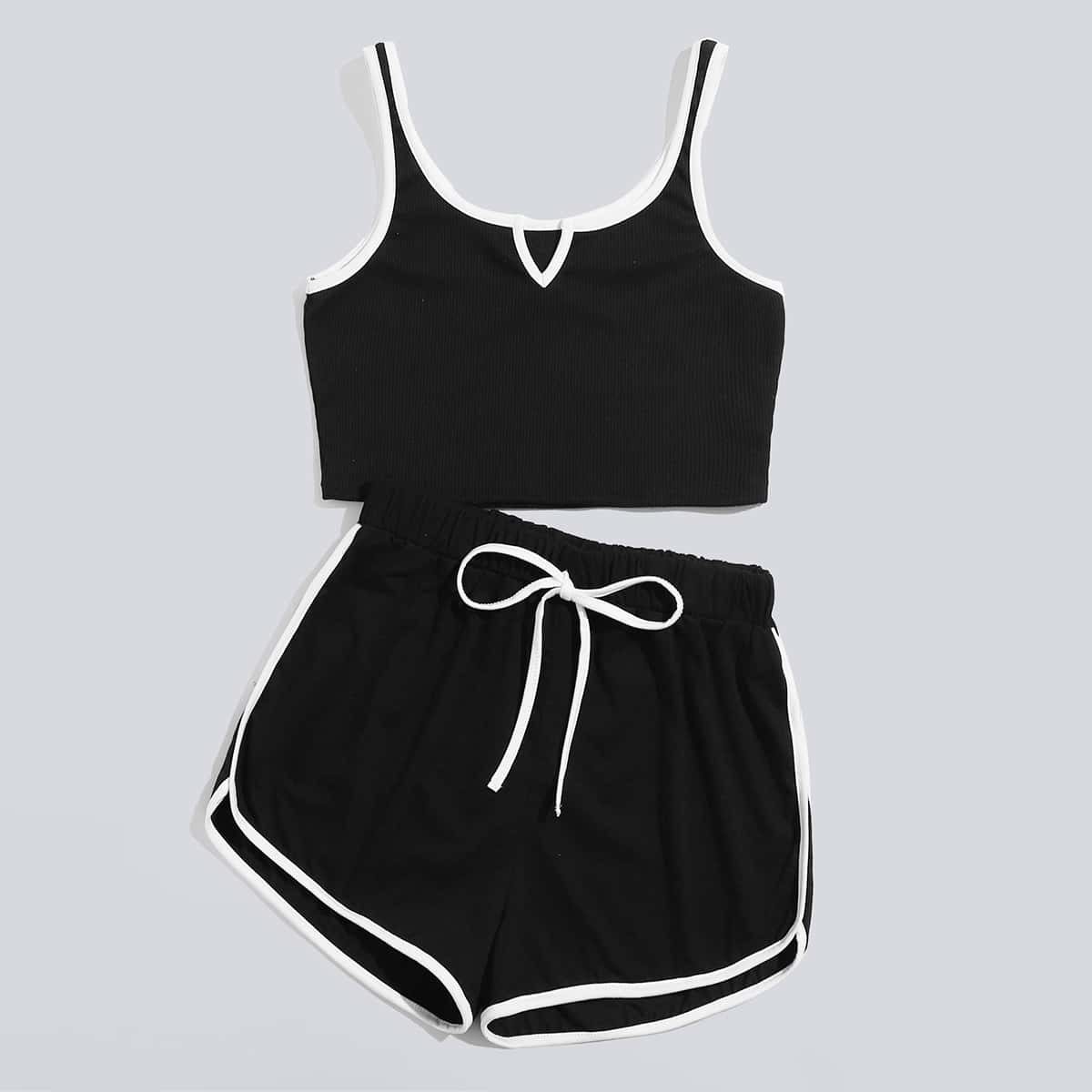 

Contrast Binding Shorts PJ Set, Black