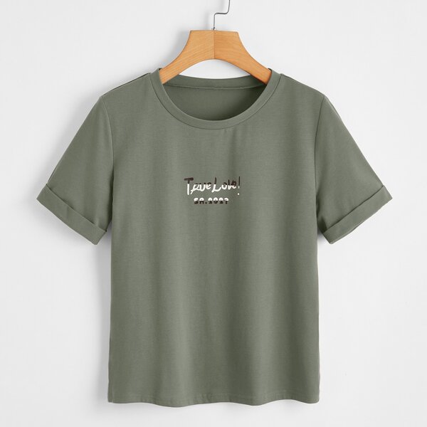 

Letter Graphic Short Sleeve Tee, Army green