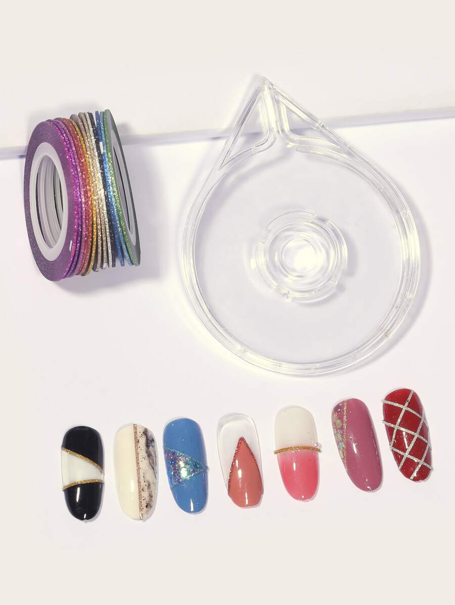 13rolls Nail Art Line Tape & 1pc Roller Box - Multicolor - View 1