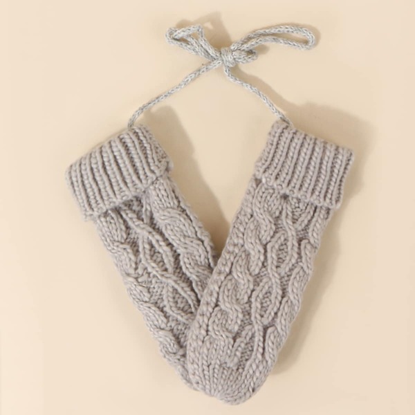 

Solid Braided Knit Gloves, Grey