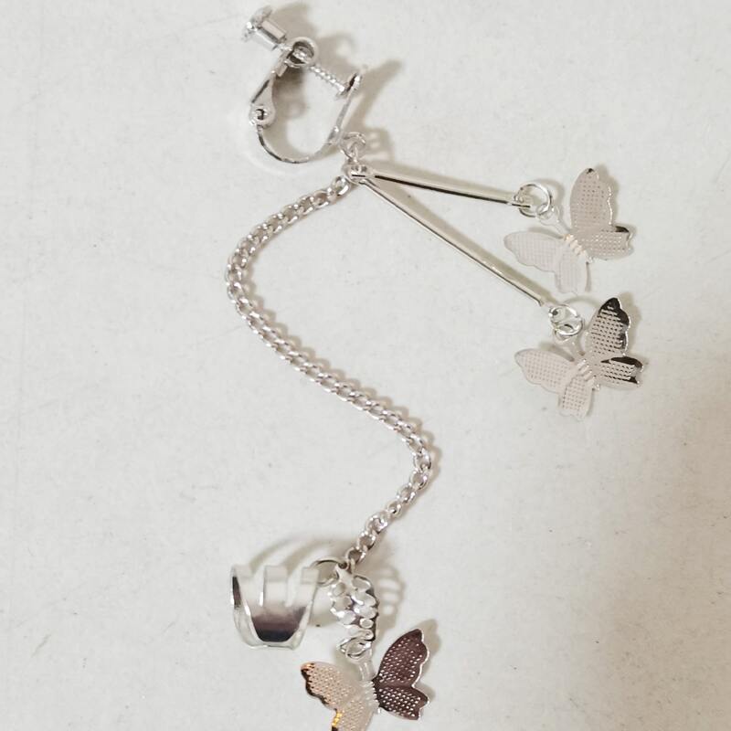 

1pc Butterfly Decor Chain Earrings, Silver