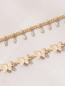 Cadena de tobillo para niños Mariposa - Amarillo Oro - Ver 3