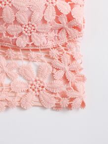 Ren Guipure Áo ngực thường dài Đồ lót - Hồng - Xem 5