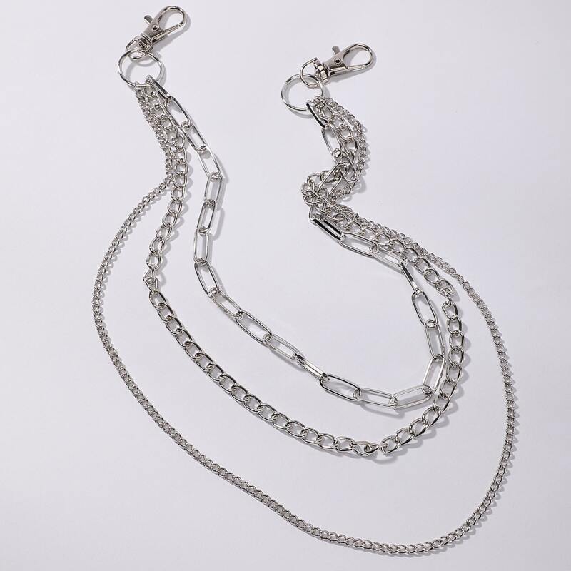 

Layered Waist Chain Belt, Silver