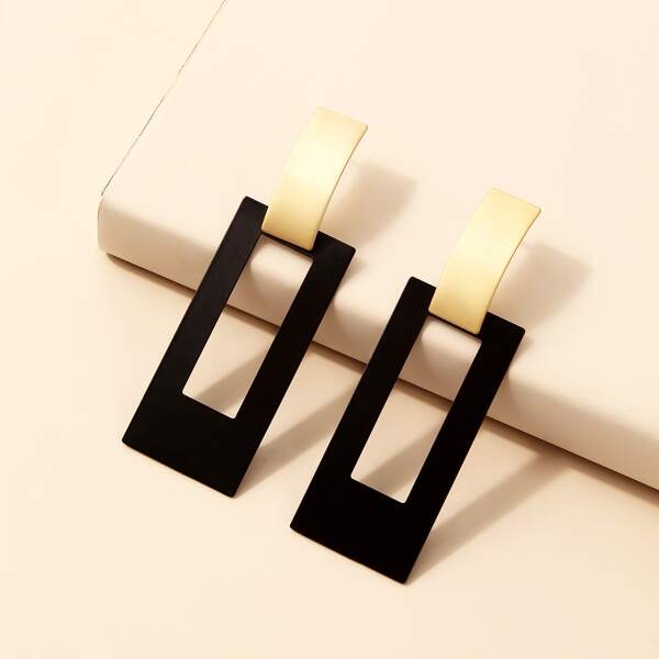 

Geometric Drop Earrings, Black