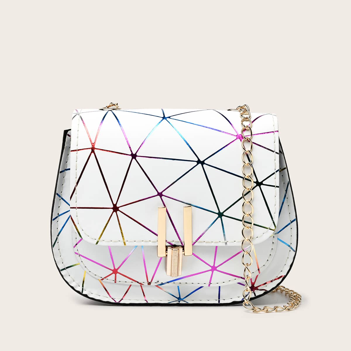 

Geo Chain Saddle Bag, White