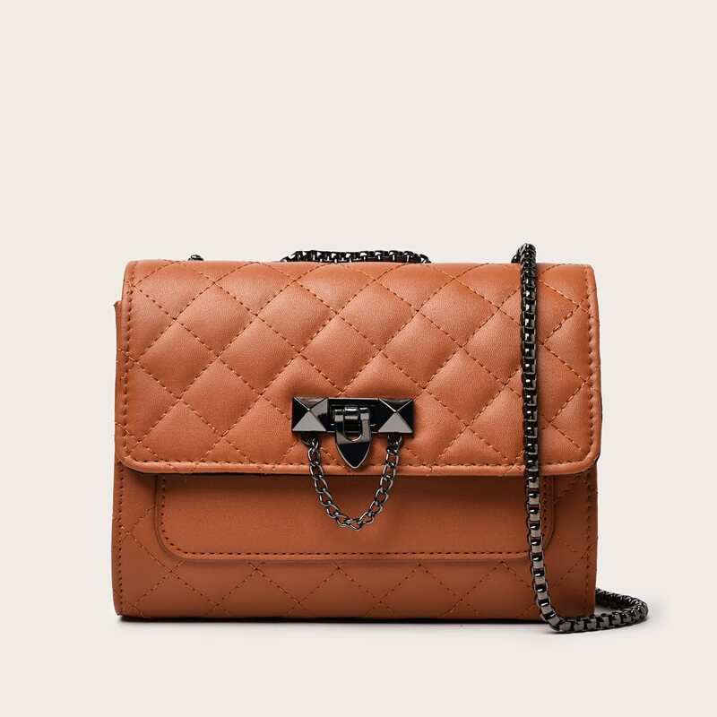 

Quilted Crossbody Chain Bag, Burnt orange