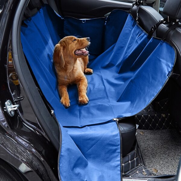 

1pc Contrast Binding Dog Car Seat Cover, Blue