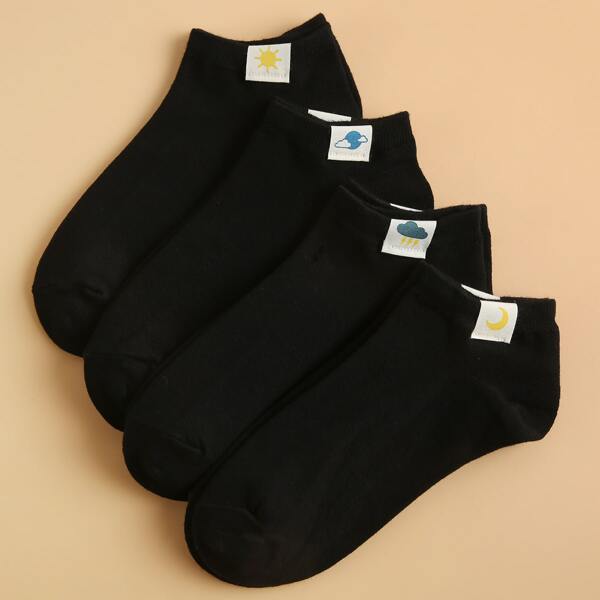 

4pairs Cloud Pattern Socks, Clear