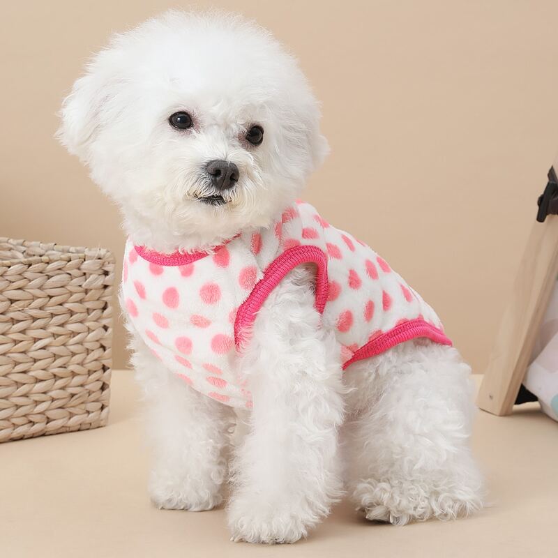 

Rabbit Pattern Polka Dot Pet Tank, Pink