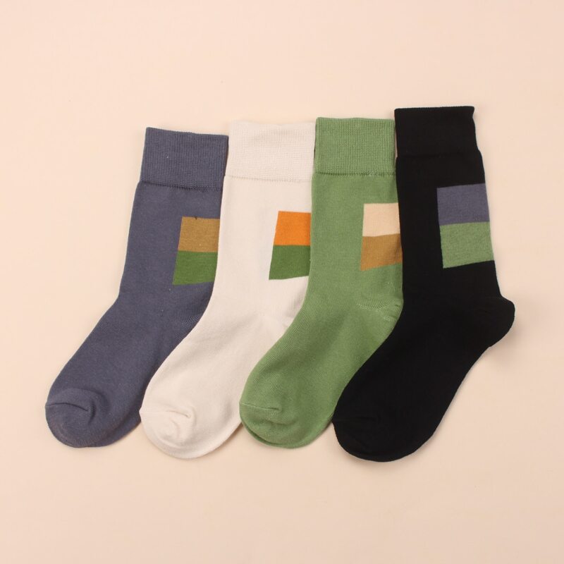 

4pairs Colorblock Crew Socks, Multicolor