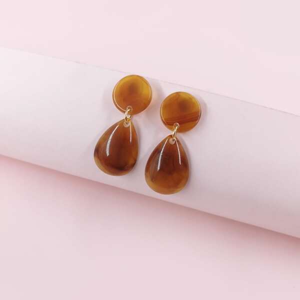 

Water Drop Earrings, Coffee brown