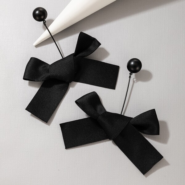 

Bow Charm Drop Earrings, Black