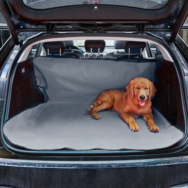

1pc Contrast Binding Car Trunk Dog Mat Pad, Grey