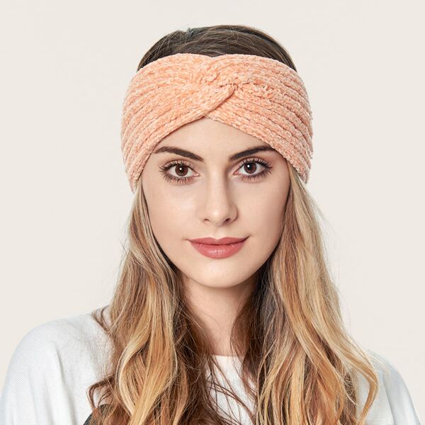 

Cross Knot Decor Headband, Apricot