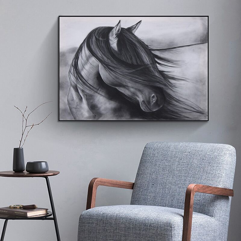 

Horse Print Wall Painting Without Frame, Multicolor