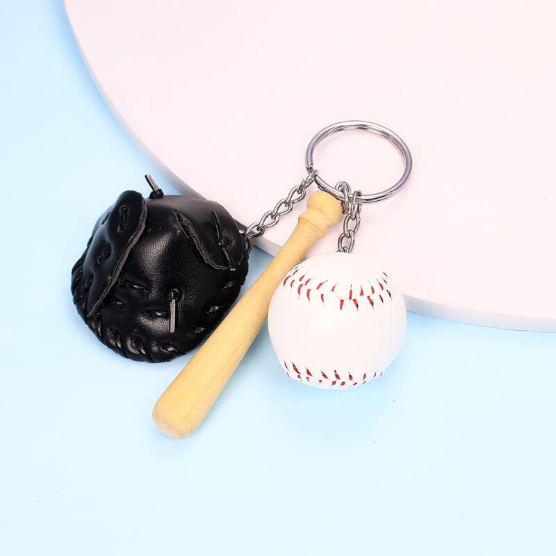 

Baseball Charm Keychain, Black