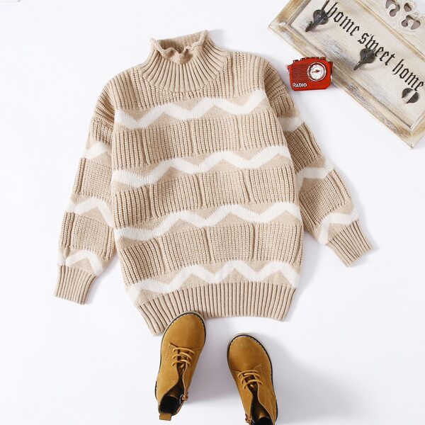 

Toddler Boys Wave Striped Turtleneck Sweater, Khaki