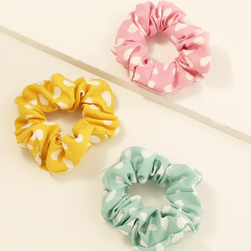 

3pcs Polka Dot Scrunchie, Multicolor