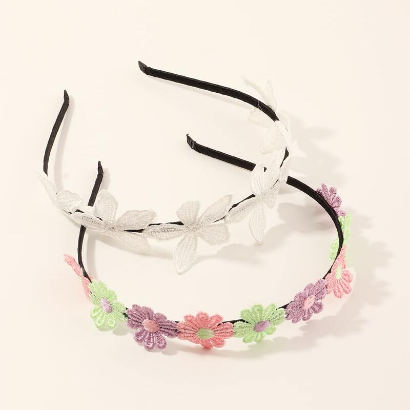 

2pcs Floral Decor Headband, Multicolor