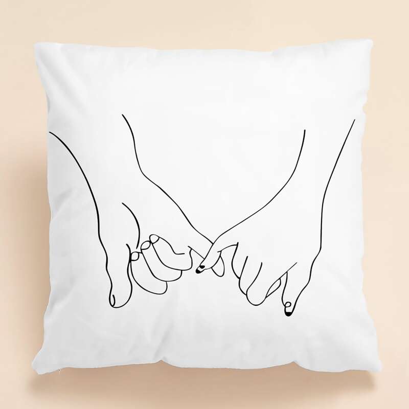 

Hand Graphic Cushion Cover Without Filler, White