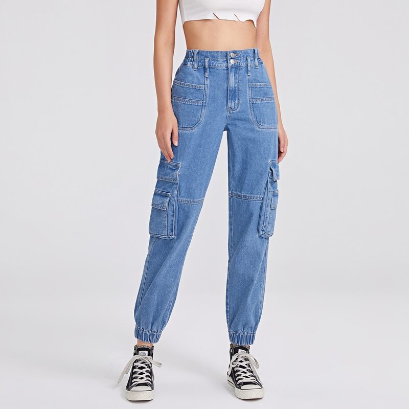 

Flap Pocket Jogger Jeans, Medium wash