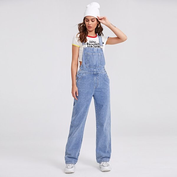 

Pocket Front Baggy Denim Overall, Light wash