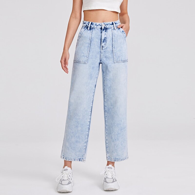 

Light Wash High Waist Straight Leg Jeans