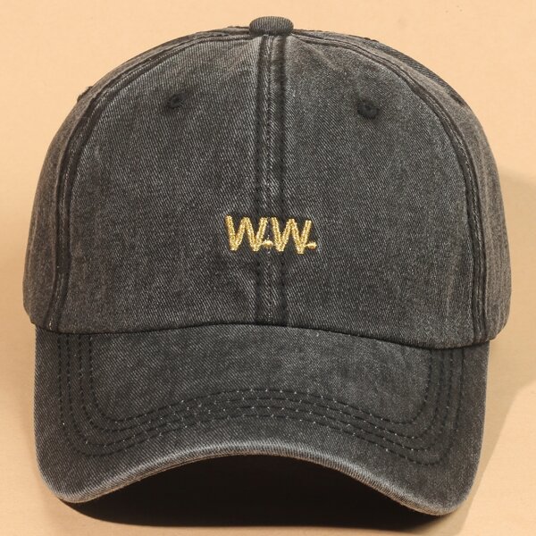 

Letter Embroidery Baseball Cap, Black
