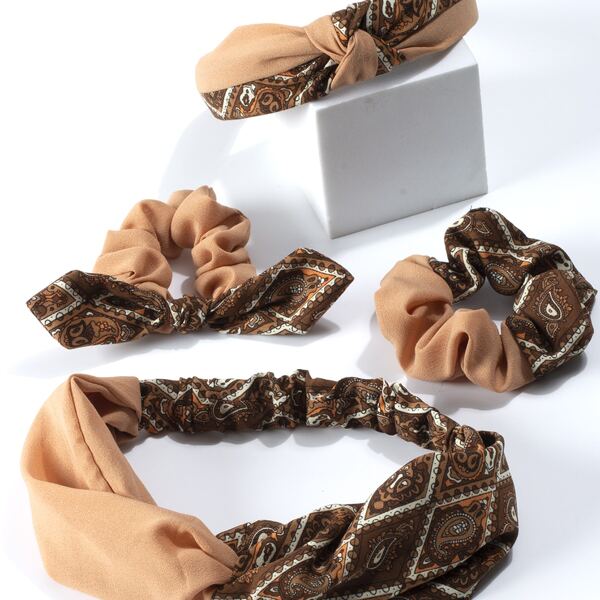 

4pcs Paisley Pattern Hair Accessory, Brown