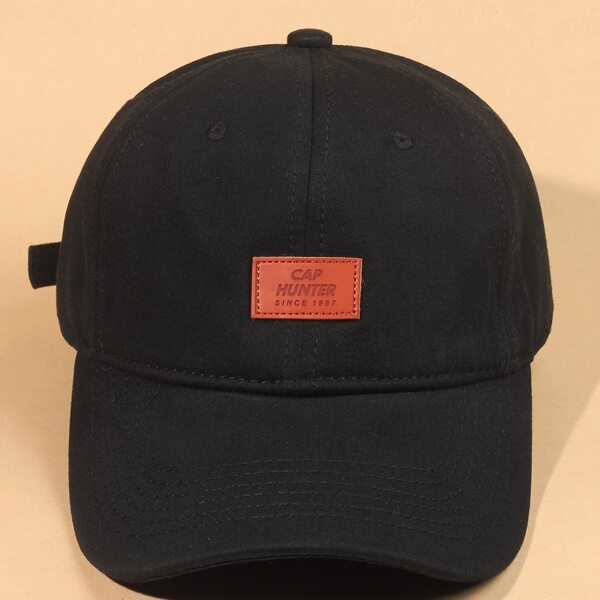 

Letter Patched Baseball Cap, Black