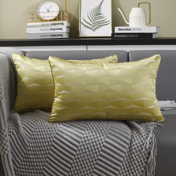 

1pc Geometric Pattern Lumbar Pillow Cover Without Filler, Yellow
