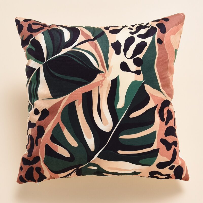 

Leaf Print Cushion Cover Without Filler, Multicolor