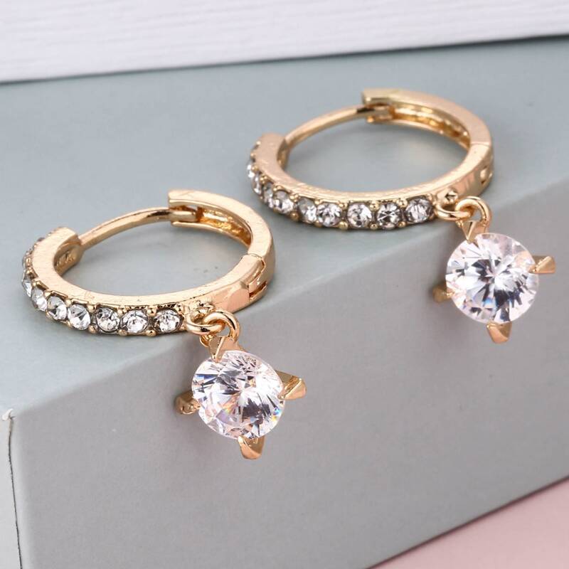 

Rhinestone Charm Drop Earrings, Gold