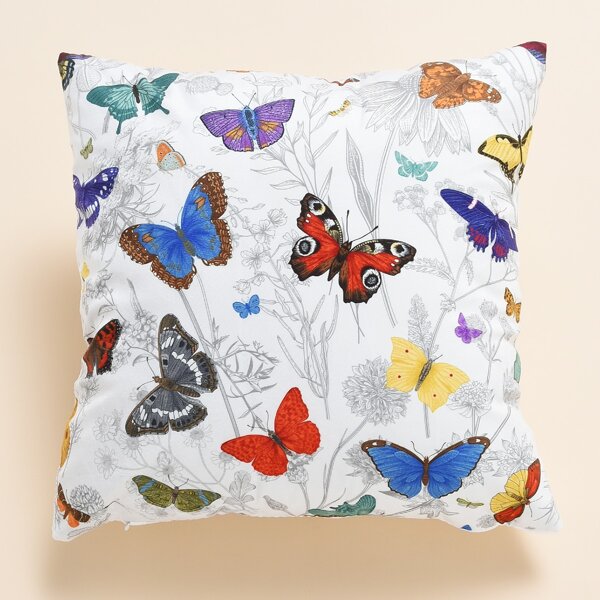 

Butterfly Print Cushion Cover Without Filler, Multicolor