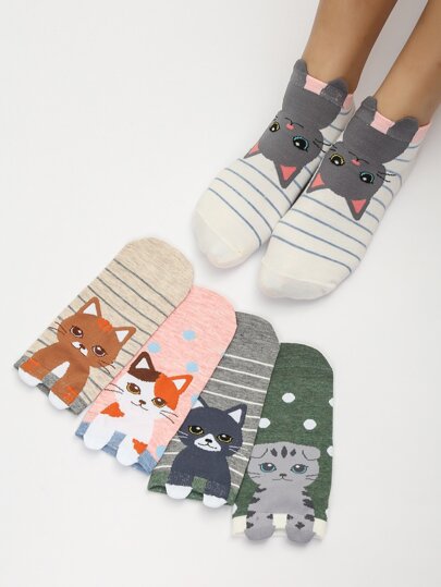 5pairs Cartoon Graphic Socks
