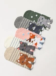 5雙卡通圖案襪子 - 彩色 - 查看 3