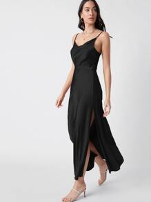 SHEIN Belle Đầm Dây kéo màu trơn Gợi cảm - màu đen - Xem 4