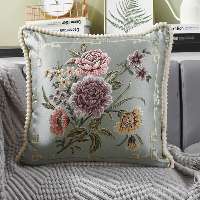 

Flower Jacquard Cushion Cover Without Filler, Multicolor