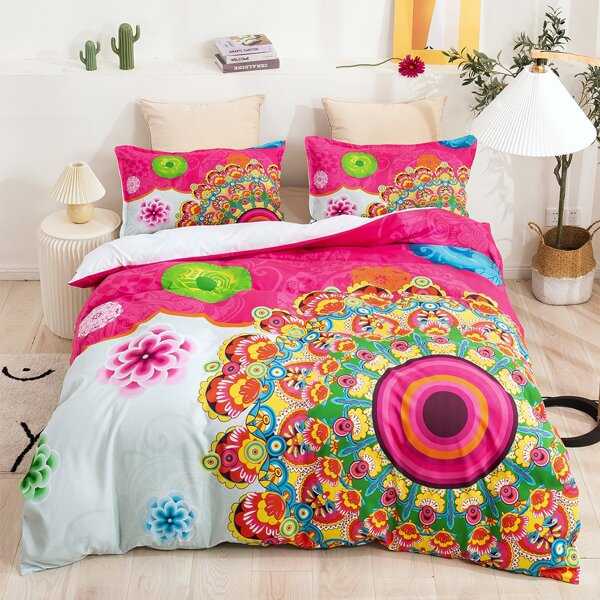 

Mandala Print Bedding Set Without Filler, Multicolor
