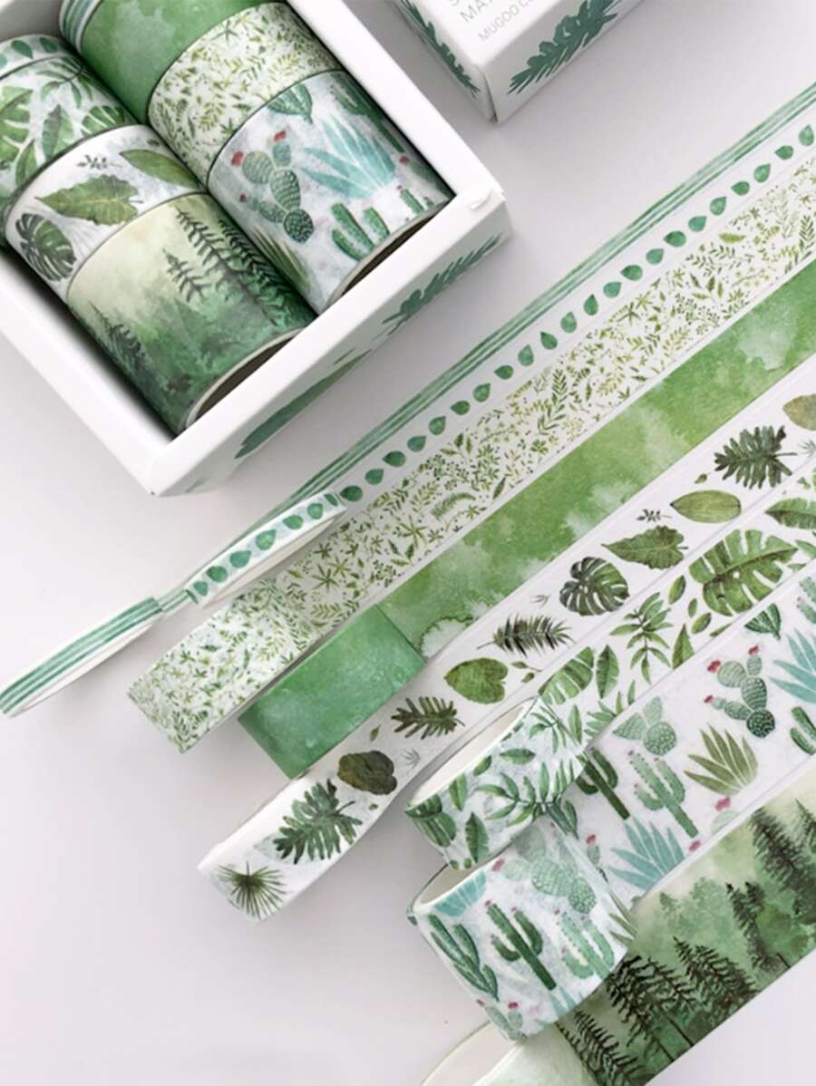 8rolls Plants Pattern Decorative Tape