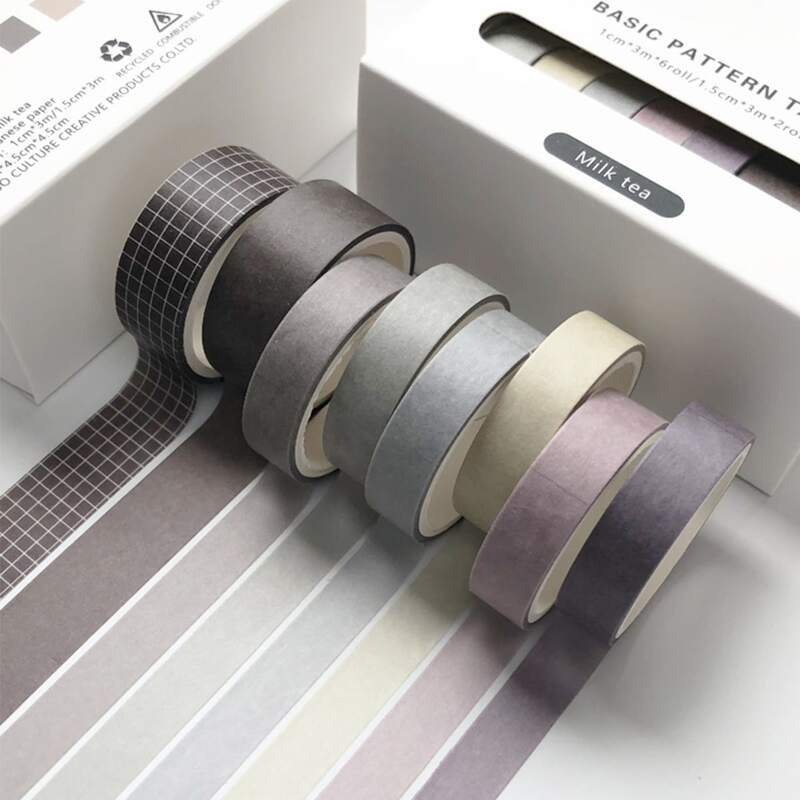 

8rolls Plain Decorative Tape, Multicolor