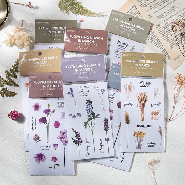

3sheets Floral Pattern Random Sticker, Multicolor
