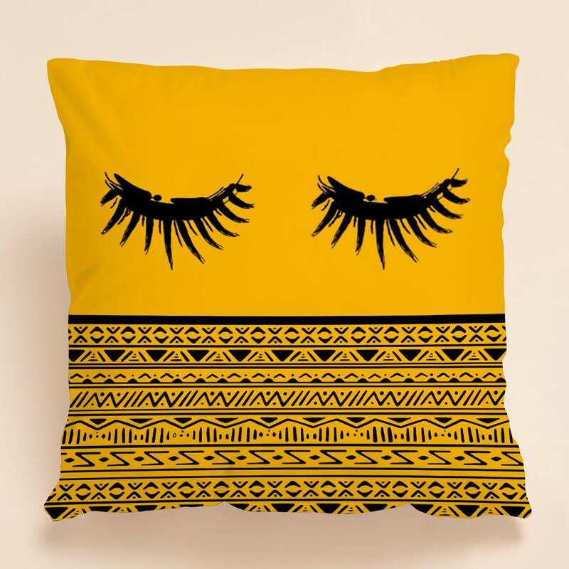 

Eyelash Print Cushion Cover Without Filler, Yellow