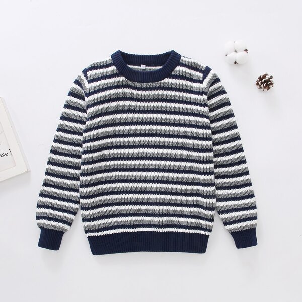 

Boys Striped Pattern Sweater, Multicolor
