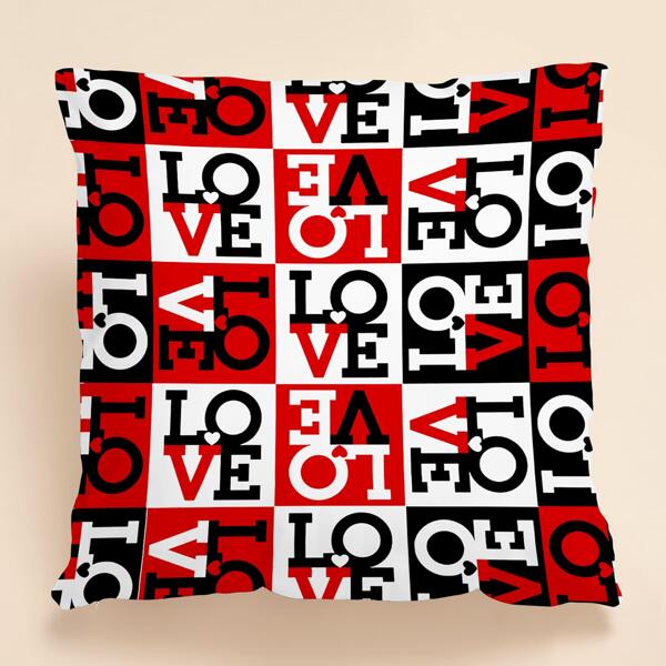 

Letter Graphic Cushion Cover Without Filler, Multicolor