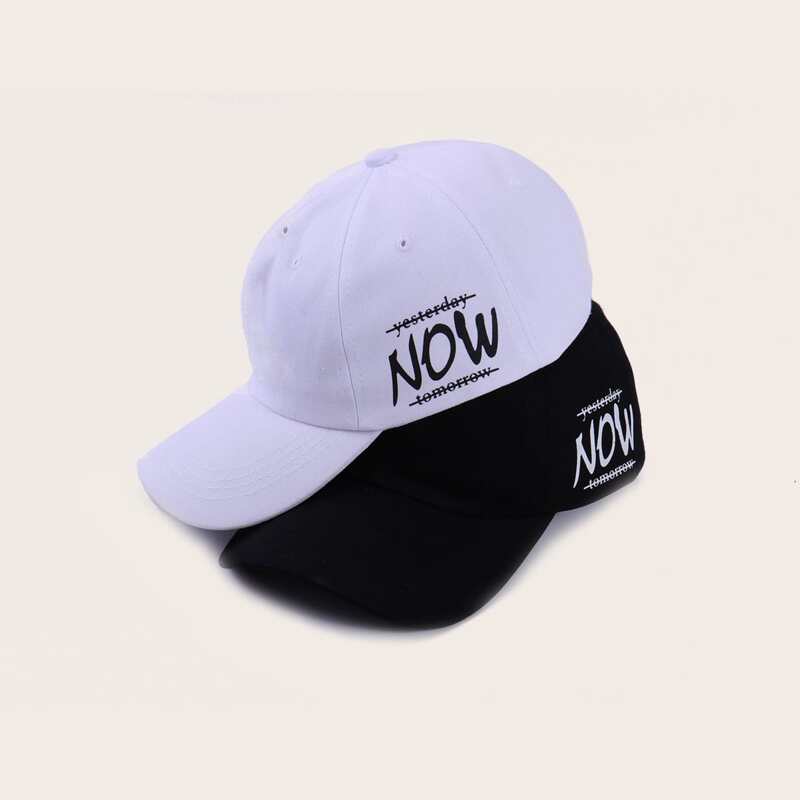 

2pcs Letter Pattern Baseball Cap, Black and white